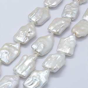 CH64342 Semi precious stones freshwater pearls nuggets,flat ,30mm/17pcs ,grey color (0 0)
