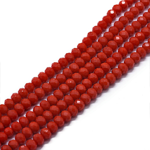 CH64481 Γυαλινα κρυσταλλακια ροδελες ,6x4mm/94τεμ. ,κοκκινο χρωμα,με εδρες (0 0)