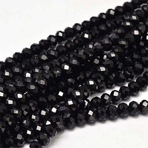 CH64482 Γυαλινα κρυσταλλακια ροδελες ,6x4mm/94τεμ. ,μαυρο χρωμα,με εδρες (0 0)