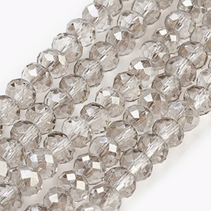 CH64485 Glass glass beads rondelle,faceted ,6x4mm/94pcs ,grey color (-1 0)