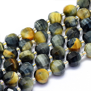 CH64489 Semi precious stones tiger eye round shape,faceted ,10mm/34pcs ,brown color (0 0)