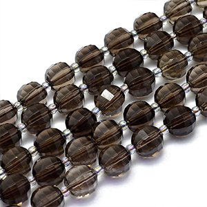 CH64520 Natural smokey qaurtz round faceted ,for jewellery 10mm/34pcs/ brown color,   ,material ,,beads (0 0)