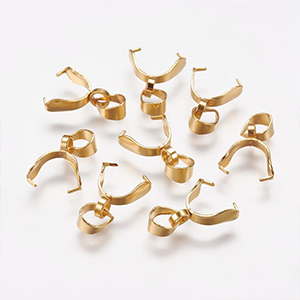 CH64534 Ατσάλινα Κλίπ/Bails για μενταγιόν  Για κόσμημα 10X9mm/2Τεμ.   Επίχρυσο Χρώμα,Ανοικτά Για Swarovski  ,Συνθεση Ανοξείδωτο Ατσάλι, (0 1) (4gr) ()