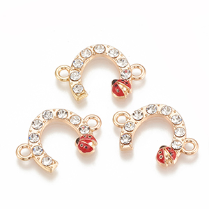 CH64537 Martakia brass horse shoe,with rhinestones ,15x22mm/1pcs ,gold plated (0 0)