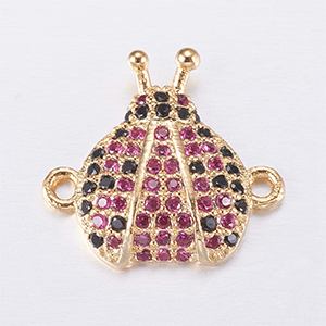CH64550 Martakia brass ladybugs,micropave ,15x16mm/1pcs ,gold plated (0 0)
