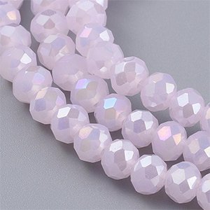 CH64567 Γυαλινα κρυσταλλακια ροδελες ,6x4mm/90τεμ. ,ροζ χρωμα,με εδρες (0 0)