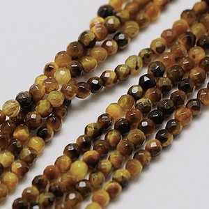 CH64596 Semi precious stones tiger eye round shape,faceted ,3mm/126pcs ,brown color (0 0)