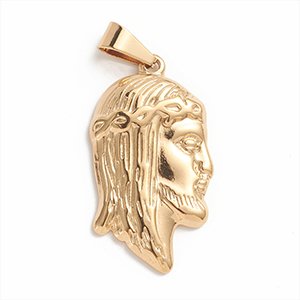 CH64623 Ατσαλινο κεφαλι χριστου για κοσμημα 23x16mm/1τεμ. επιχρυσο χρωμα,   ,συνθεση ,θρησκευτικα,κρεμαστα (0 0)