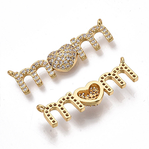 CH64679 Pendants and charms brass words,micropave ,15mm/1pcs ,gold plated (0 0)