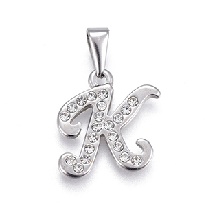 CH64699 Pendants stainless steel silhouette,with letter k ,20x16mm/1pcs ,steel color (0 0)