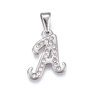 CH64701 Pendants stainless steel silhouette,with letter a ,20x16mm/1pcs ,steel color (0 0)