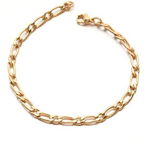 CH64737 Stainless steel figaro chain bracelets for jewellery 20cm/1pcs gold plated color,   ,material ανοξείδωτο ατσάλι 304,, (0 0)