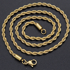 CH64770 Κοσμηματα για λαιμο ατσαλινες αλυσιδες rope chain ,65cm/3mm/1τεμ. ,επιχρυσο χρωμα,rope chain (0 0)