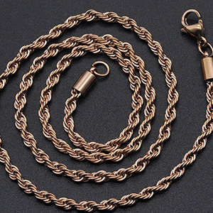 CH64771 Κοσμηματα για λαιμο ατσαλινες αλυσιδες rope chain ,60cm/3mm/1τεμ. ,ροζ χρυσο χρωμα,rope chain (0 0)