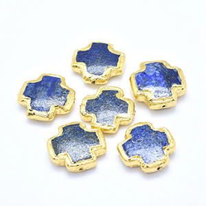 CH64804 Pendants and charms brass with semi precious stone cross,with natural stones ,21x20mmσταυρουδάκια,λάπης/1pcs ,royal blue color (0 0)