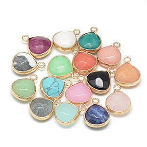 CH64806 Brass charms with natural stone 17x13mm/1pcs gold plated (0 0)