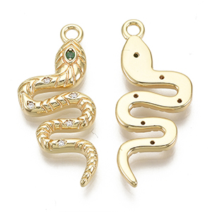 CH64811 Brass micropave snake charms for jewellery 30x12mm/1pcs gold plated color,   ,material brass,,charms (0 0)