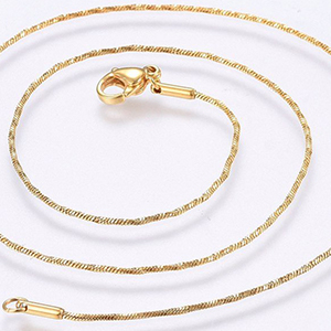 CH64815 Stainless steel necklace cable chains for jewellery 43cm//1pcs gold plated,with lobster claw clasp with clasp  ,material ανοξείδωτο ατσάλι 304,, (0 0)