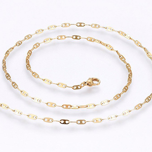 CH64829 Jewellery stainless steel necklaces with lobster clasp,mariner link chain ,45cm/2,5mm/1pcs ,gold plated (0 0)