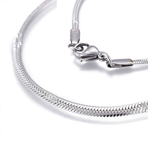 CH64837 Κοσμηματα ατσαλινα κολιε με κουμπωμα ,43cm/2mm/1τεμ. ,ατσαλινο χρωμα,snake chain flat (0 0)