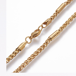 CH64845 Jewellery stainless steel necklaces with lobster clasp,rope chain ,3cm60cm/1pcs ,gold plated (0 0)