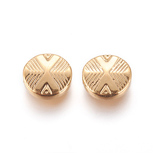 CH64879 Beads and spacers stainless steel round flat, ,13x4mm/ø1,6mm/1pcs ,gold plated (-2 0)