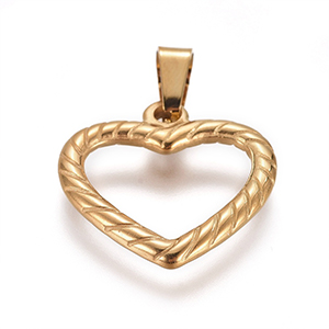 CH64888 Ατσαλινες καρδιες  για κοσμημα 10x14mm/1τεμ. επιχρυσο χρωμα,   ,συνθεση ανοξειδωτο ατσαλι,αγιου βαλεντινου,κρεμαστα (0 0)