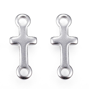 CH64891 Σταυροι ατσαλι φιγουρα ,18x7mm/5τεμ. ,ατσαλινο χρωμα,πλακε (-2 0)