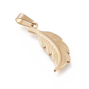 CH64908 Μενταγιον ατσαλινα φτερα ,28x12mm/1τεμ. ,επιχρυσο χρωμα,πλακε (0 0)