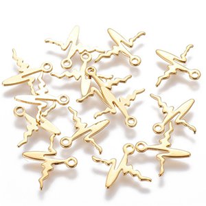 CH64960 Stainless steel heart rate charms 12x14mm/2pcs gold plated color (0 0)