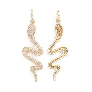 CH64969 Micropave brass cubic zirconia snake charms ,for jewellery 44x15mm/1pcs/ gold plated color, micropave  ,material ,,charms (0 0)