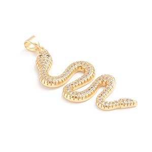 CH64971 Micropave brass cubic zirconia snake charms ,for jewellery 42x17mm/1pcs/ gold plated color, micropave  ,material ,,charms (0 0)
