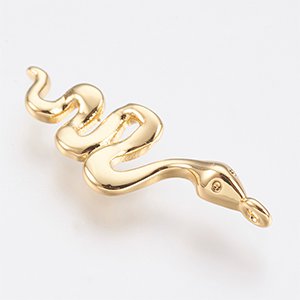 CH64973 Micropave brass cubic zirconia snake charms ,for jewellery 28x9mm/1pcs/ gold plated color, micropave  ,material ,,charms (0 0)