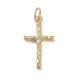 CH65013 Ορειχάλκινα Σταυρουδάκια με Ζιρκόνια  20X11mm/1Τεμ. Επίχρυσο Χρώμα Για κόσμημα Θρησκετυτικά Κρεμαστά  (2 5) (4gr) ()