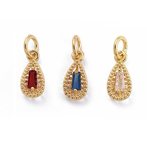 CH65052 Brass teardrop shape pendants with zircon for jewellery 11x5mm/1pcs gold plated color, micropave  ,material ,, (0 0)