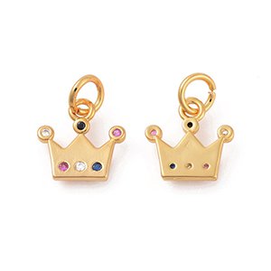 CH65054 Pendants and charms brass crown,micropave ,13x13mm/1pcs ,gold plated (0 0)