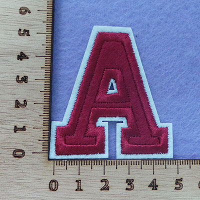 CH65093 Iron on patches, embroidered ,for decoration 45x30mm/2pcs/ red color,english alphabet with letter a  ,material ,alphabet, (0 0)
