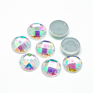 CH65125 Flatback sewing round shape,with holes ,13x8mm/40pcs ,crystal ab (0 0)