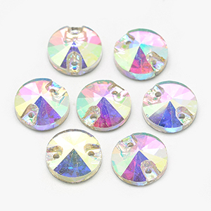 CH65130 Flatback sewing round shape,with holes ,10mm/5pcs ,crystal ab (0 0)
