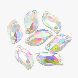 CH65131 Flatback ραπτικης ακανονιστο ,12x6mm/5τεμ. ,crystal ab χρωμα,με τρυπες (-1 0)