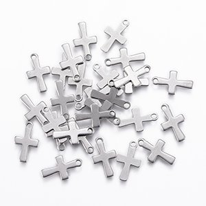CH65190 Stainless Steel Cross Pendants ,For Jewellery 12X7mm/20Pcs/ Steel color,Laser Cut Flat  ,Material Stainless Steel,Charms (6 8) ()