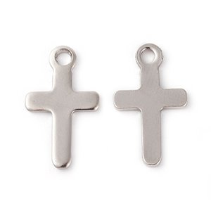 CH65193 Stainless Steel Cross Pendants ,For Jewellery 21X12mm/10Pcs/ Steel color,Laser Cut Flat  ,Material Stainless Steel,Charms (11 5) ()