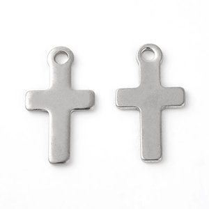 CH65195 Stainless Steel Cross Pendants ,For Jewellery 14X8mm/10Pcs/ Steel color,Laser Cut Flat  ,Material Stainless Steel,Charms (1 0) ()