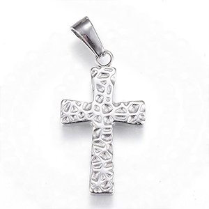 CH65196 Stainless Steel Cross Pendants ,For Jewellery 27X16mm/1Pcs/ Steel color,   ,Material Stainless Steel,Charms (6 3) ()