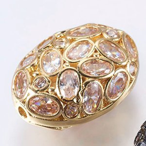 CH65201 Brass micropave round beads  22x17mm/1pcs gold plated for jewellery  beads (0 0)