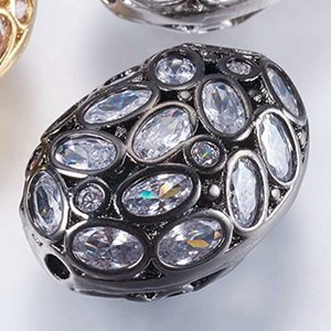 CH65202 Brass micropave round beads  22x17mm/1pcs black nickel color for jewellery  beads (0 0)