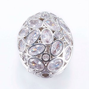 CH65203 Brass micropave round beads  22x17mm/1pcs platinum color for jewellery  beads (0 0)