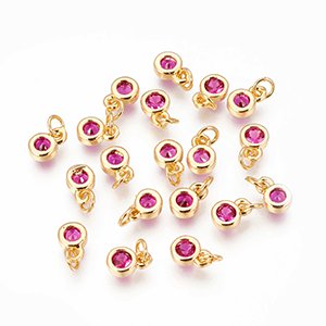 CH65210 Brass round shape pendants with zircon ,for jewellery 6,5×4,5mm/2pcs/ gold plated,   ,material brass,,charms (0 0)