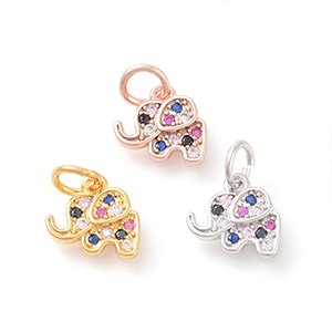 CH65216 Pendants and charms brass elephants,micropave ,6,5×4,5mm/1pcs ,gold plated (0 0)