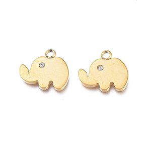 CH65219 Pendants and charms stainless steel elephants, ,11x13mm/1pcs ,gold plated (0 0)